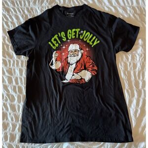 Lets Get Jolly Christmas T-Shirt Red Solo Cup Ugly Santa Party‎ Medium Funny M